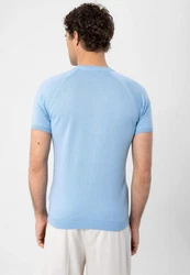Antioch Poloshirt Mock Turtleneck Kurzarm Hellblau/Blau