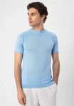 Antioch Poloshirt Mock Turtleneck Kurzarm Hellblau/Blau