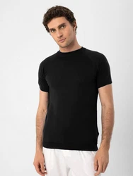 Antioch Poloshirt Mock Turtleneck Kurzarm Schwarz