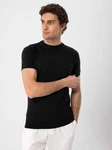 Antioch Poloshirt Mock Turtleneck Kurzarm Schwarz