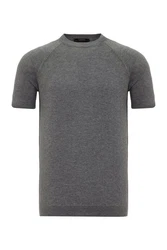 Antioch Poloshirt Mock Turtleneck Kurzarm Dunkelgrau/Hellgrau/Grau