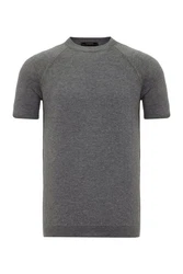 Antioch Poloshirt Mock Turtleneck Kurzarm Dunkelgrau/Hellgrau/Grau