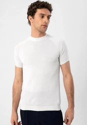Antioch Poloshirt Mock Turtleneck Kurzarm Weiß/Creme/Khaki/Grau