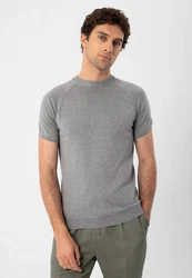 Antioch Poloshirt Mock Turtleneck Kurzarm Grau/Dunkelgrau