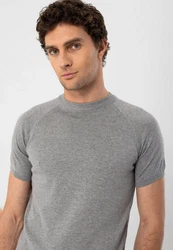 Antioch Poloshirt Mock Turtleneck Kurzarm Grau/Dunkelgrau