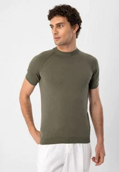 Antioch Poloshirt Mock Turtleneck Kurzarm Dunkelgrün/Grün/Khaki