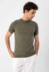 Antioch Poloshirt Mock Turtleneck Kurzarm Dunkelgrün/Grün/Khaki