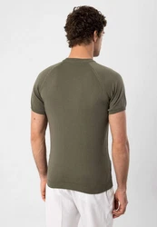 Antioch Poloshirt Mock Turtleneck Kurzarm Dunkelgrün/Grün/Khaki
