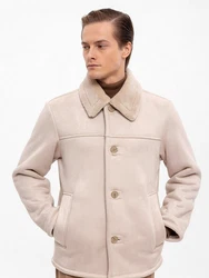 Antioch Winterjacke Faux Fur Collar Suede Coat Beige