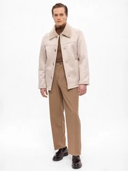 Antioch Winterjacke Faux Fur Collar Suede Coat Beige