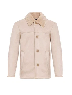 Antioch Winterjacke Faux Fur Collar Suede Coat Beige