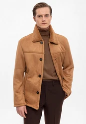 Antioch Winterjacke Faux Fur Collar Suede Coat 