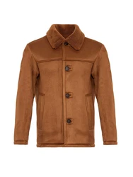 Antioch Winterjacke Faux Fur Collar Suede Coat Braun/Orange