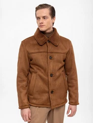 Antioch Winterjacke Faux Fur Collar Suede Coat Braun/Orange
