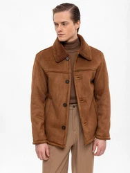 Antioch Winterjacke Faux Fur Collar Suede Coat Braun/Orange