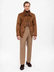 Antioch Winterjacke Faux Fur Collar Suede Coat Braun/Orange