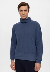 Antioch Sweatshirt Turtleneck Ribbed Jumper Dunkelblau/Grau/Blau/Hellblau