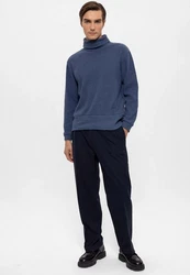 Antioch Sweatshirt Turtleneck Ribbed Jumper Dunkelblau/Grau/Blau/Hellblau
