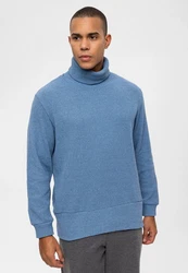 Antioch Sweatshirt Turtleneck Ribbed Jumper Grau/Blau/Hellblau