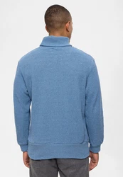 Antioch Sweatshirt Turtleneck Ribbed Jumper Grau/Blau/Hellblau