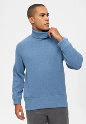 Antioch Sweatshirt Turtleneck Ribbed Jumper Grau/Blau/Hellblau