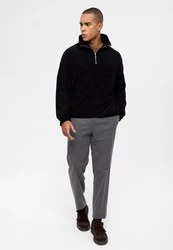 Antioch Sweatshirt Half Zip High Neck Sweatshirt Schwarz/Dunkelgrau