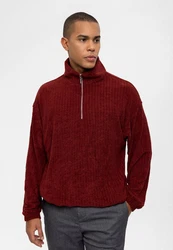 Antioch Sweatshirt Half Zip High Neck Sweatshirt Dunkelrot/Bordeaux