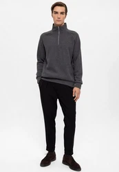 Antioch Sweatshirt Standing Collar Knitwear Dunkelgrau/Grau