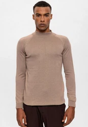 Antioch Sweatshirt Mock Turtleneck Jumper Beige/Braun/Khaki/Lila