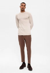 Antioch Sweatshirt Mock Turtleneck Jumper Khaki/Beige/Braun/Lila