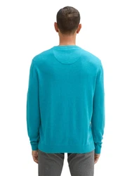 TOM TAILOR Strickpullover Basic Crewneck Knit Türkis/Blau