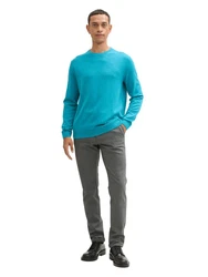 TOM TAILOR Strickpullover Basic Crewneck Knit Türkis/Blau