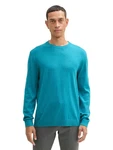 TOM TAILOR Strickpullover Basic Crewneck Knit Türkis/Blau