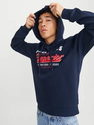 Jack & Jones Kapuzensweatshirt JJELOGO SWEAT HOOD 2 navy/blutrot/weiß