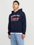 Jack & Jones Kapuzensweatshirt JJELOGO SWEAT HOOD 2 navy/blutrot/weiß Jack & Jones Kapuzensweatshirt JJELOGO SWEAT HOOD 2 navy/blutrot/weiß