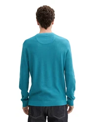 TOM TAILOR Strickpullover Rundhals Türkis/Blau