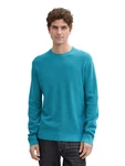 TOM TAILOR Strickpullover Rundhals Türkis/Blau