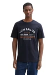 TOM TAILOR T-Shirt mit Frontprint dunkelblau / orange / weiß