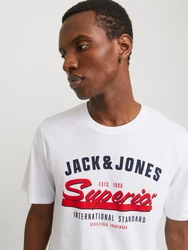 Jack & Jones T-Shirt JJELOGO TEE SS O-NECK 2 COL SS25 SN Weiß/Grün/Creme