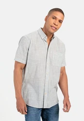 camel active Kurzarmhemd mit Button-Down Hellgrau/Hellblau/Blau/Grau
