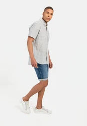 camel active Kurzarmhemd mit Button-Down Hellgrau/Hellblau/Blau/Grau