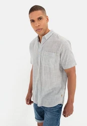 camel active Kurzarmhemd mit Button-Down Hellgrau/Hellblau/Blau/Grau