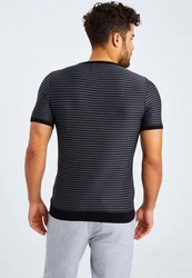 Leif Nelson T-Shirt Rundhals LN-7650 Schwarz/Dunkelblau