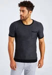 Leif Nelson T-Shirt Rundhals LN-7650 Schwarz/Dunkelblau