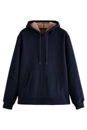 Kapuzenfleecejacke Strukturiertes Hoodie mit Borg-Futter (1-St)