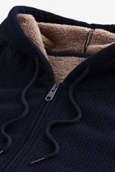 Next Kapuzenfleecejacke mit Borgfutter Dunkelblau/Blau