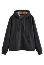 Next Kapuzenfleecejacke mit Borgfutter Schwarz/Dunkelgrau