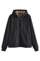 Next Kapuzenfleecejacke mit Borgfutter Schwarz/Dunkelgrau