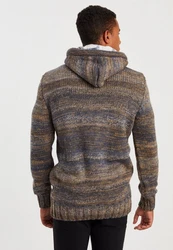 Leif Nelson Herren Strick-Pullover mit Kapuze Slim Fit LN20227 