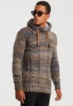 Leif Nelson Herren Strick-Pullover mit Kapuze Slim Fit LN20227 